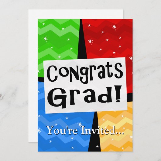 Gefeliciteerd Afstudeerder Festive Multicolor Grad Kaart (Voorkant / Achterkant)