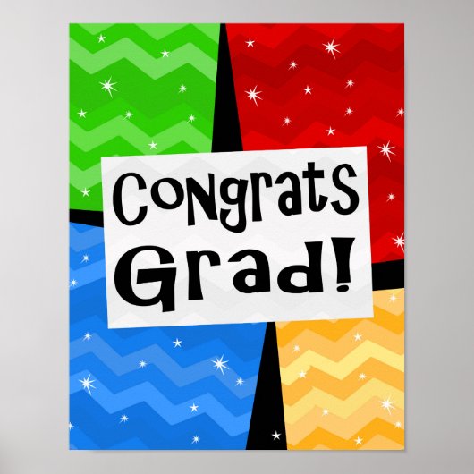Gefeliciteerd Afstudeerder Festive Multicolor Grad Poster (Voorkant)