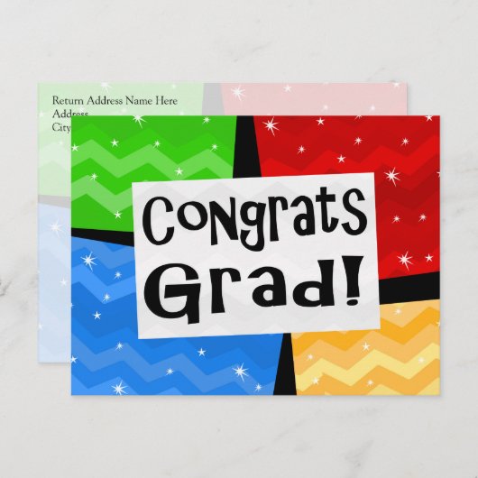 Gefeliciteerd Afstudeerder Festive Multicolor Grad Uitnodiging Briefkaart (Voorkant / Achterkant)