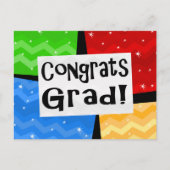 Gefeliciteerd Afstudeerder Festive Multicolor Grad Uitnodiging Briefkaart (Voorkant)