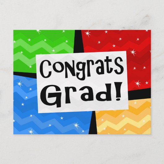 Gefeliciteerd Afstudeerder Festive Multicolor Grad Uitnodiging Briefkaart (Voorkant)