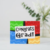 Gefeliciteerd Afstudeerder Festive Multicolor Grad Uitnodiging Briefkaart (Staand voorkant)