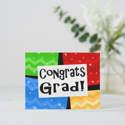 Gefeliciteerd Afstudeerder Festive Multicolor Grad Uitnodiging Briefkaart (Staand voorkant)