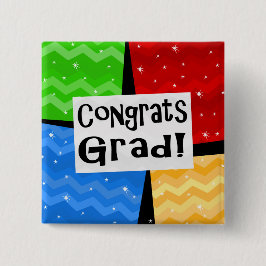 Gefeliciteerd Afstudeerder Festive Multicolor Grad Vierkante Button 5,1 Cm