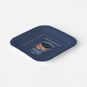 Gefeliciteerd Afstudeerder Floral Navy Blue Party Papieren Bordje (Gebogen)