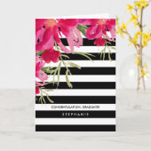 Gefeliciteerd Afstudeerder. Floral | Streeppatroon Kaart (Gele Bloem)