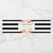 Gefeliciteerd Afstudeerder Floral Stripes Glam Gra Waterfles Etiket (Enkel label)