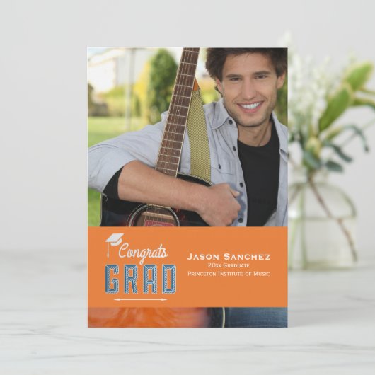 Gefeliciteerd Afstudeerder Foto Afstuderen Aankond Aankondiging (Staand voorkant)