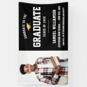Gefeliciteerd Afstudeerder Foto Black Gold Gradupa Spandoek (Verticaal)