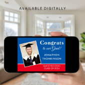 Gefeliciteerd Afstudeerder Foto Blauw Rood Wit 202 Aankondiging