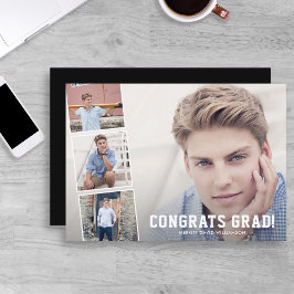 Gefeliciteerd Afstudeerder, Foto Collage Blue Grad Aankondiging