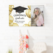 Gefeliciteerd Afstudeerder Foto Gold Ballon Aangep Spandoek (Insitu)