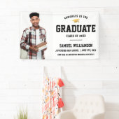 Gefeliciteerd Afstudeerder Foto Gold Pet Gradupart Spandoek (Insitu)