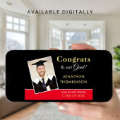 Gefeliciteerd Afstudeerder Foto Goud Zwart Rood 20 Aankondiging