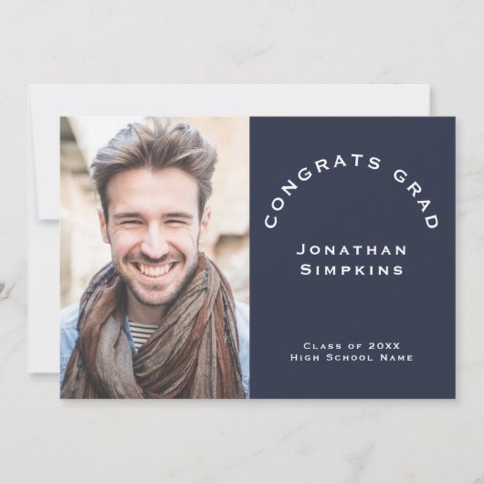 Gefeliciteerd Afstudeerder Foto Mannelijke Navy Aa Aankondiging (Voorkant)
