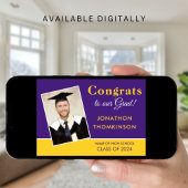 Gefeliciteerd Afstudeerder Foto Paarse Geel 2025 A Aankondiging