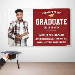 Gefeliciteerd Afstudeerder Foto Red Gold Graduatio Spandoek