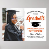 Gefeliciteerd Afstudeerder Foto Sinaasappel Wit Zw Poster (Voorkant)