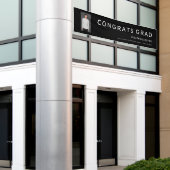 Gefeliciteerd Afstudeerder Foto zwart-wit Afstuder Spandoek (Buitenkant Gebouw)