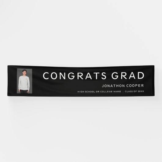 Gefeliciteerd Afstudeerder Foto zwart-wit Afstuder Spandoek (Horizontaal)