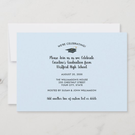 Gefeliciteerd Afstudeerder, fotocollage, Fun Gradu Aankondiging (Achterkant)