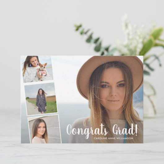 Gefeliciteerd Afstudeerder, fotocollage, Fun Gradu Aankondiging (Staand voorkant)