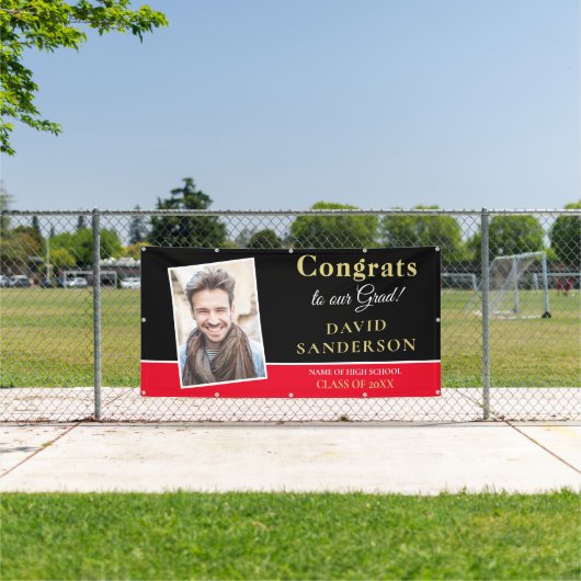 Gefeliciteerd Afstudeerder Fotonaam Gold White Bla Spandoek (Insitu)