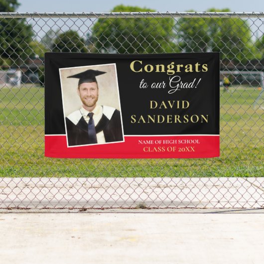 Gefeliciteerd Afstudeerder Fotonaam Gold White Bla Spandoek (Insitu)