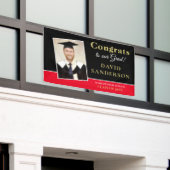 Gefeliciteerd Afstudeerder Fotonaam Gold White Bla Spandoek (Buitenkant Gebouw)