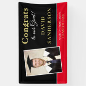 Gefeliciteerd Afstudeerder Fotonaam Gold White Bla Spandoek (Verticaal)