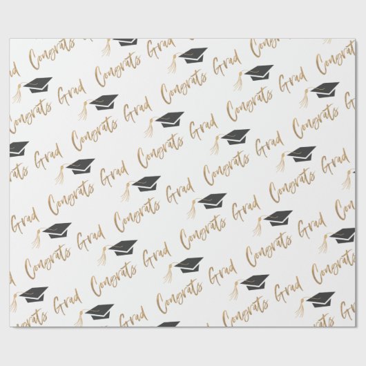 Gefeliciteerd Afstudeerder Gold Foil Graduing Cap  Cadeaupapier (Vlak)