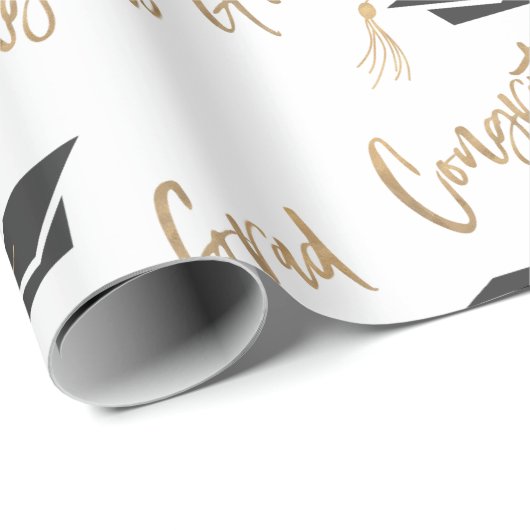 Gefeliciteerd Afstudeerder Gold Foil Graduing Cap  Cadeaupapier (Rol Hoek)