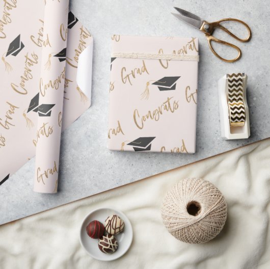 Gefeliciteerd Afstudeerder Gold Foil Graduing Cap  Cadeaupapier (Crafts)