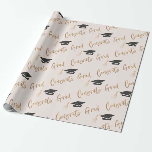 Gefeliciteerd Afstudeerder Gold Foil Graduing Cap  Cadeaupapier (Uitgerold)