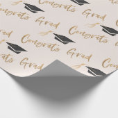 Gefeliciteerd Afstudeerder Gold Foil Graduing Cap  Cadeaupapier (Hoek)