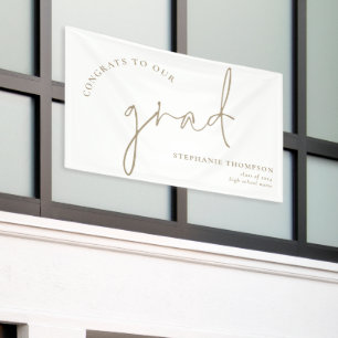 Gefeliciteerd Afstudeerder Gold Script Afstuderen  Spandoek