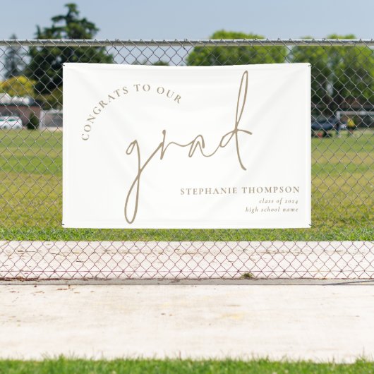 Gefeliciteerd Afstudeerder Gold Script Afstuderen Spandoek (Insitu)