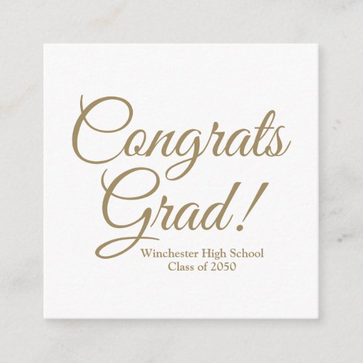 Gefeliciteerd afstudeerder goud aangepaste script  informatiekaartje (Voorkant)