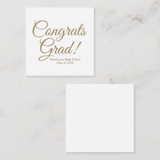 Gefeliciteerd afstudeerder goud aangepaste script informatiekaartje (Voorkant / Achterkant)