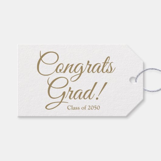 Gefeliciteerd afstudeerder goud wit aangepaste scr cadeaulabel (Voorkant (Horizontaal))