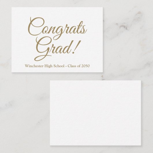 Gefeliciteerd afstudeerder gouden aangepaste schoo informatiekaartje (Voorkant / Achterkant)