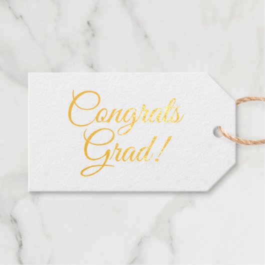 Gefeliciteerd afstudeerder gouden aangepaste scrip cadeaulabels (Voorkant (horizontaal))