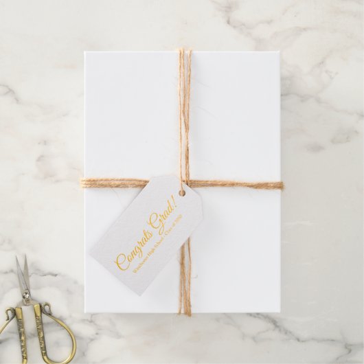 Gefeliciteerd afstudeerder gouden aangepaste scrip cadeaulabels (Met Koord)