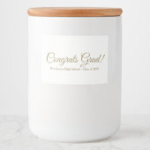 Gefeliciteerd afstudeerder gouden aangepaste scrip voedselcontainer etiket (Voorkant)