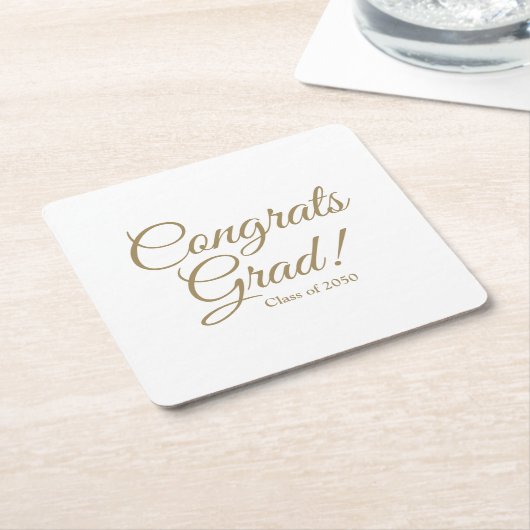 Gefeliciteerd afstudeerder gouden script klasse ja kartonnen onderzetters (Schuin)