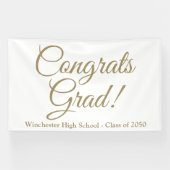 Gefeliciteerd afstudeerder gouden script klasse ja spandoek (Horizontaal)
