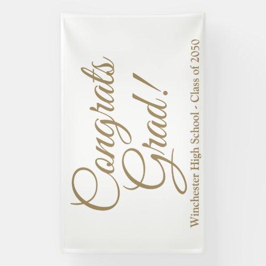 Gefeliciteerd afstudeerder gouden script klasse ja spandoek (Verticaal)