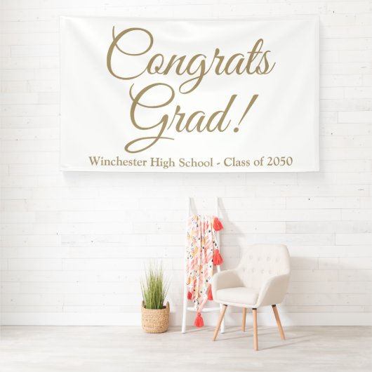 Gefeliciteerd afstudeerder gouden script klasse ja spandoek (Insitu)