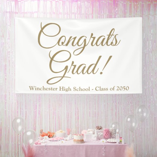 Gefeliciteerd afstudeerder gouden script klasse ja spandoek (Feest)