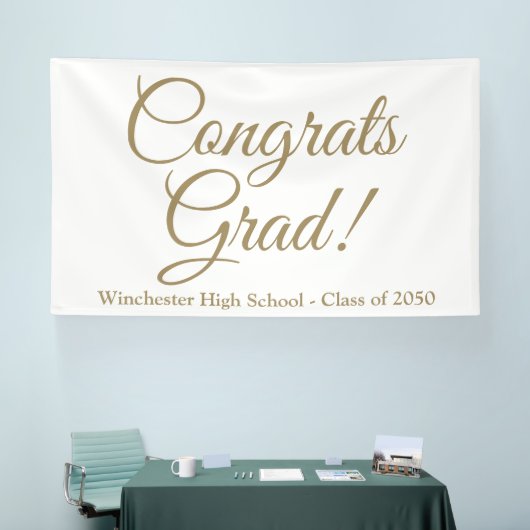 Gefeliciteerd afstudeerder gouden script klasse ja spandoek (Beurs)